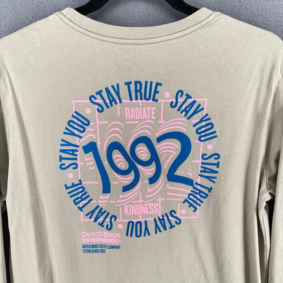 Dutch Bros Coffee Company 1992 Long Sleeve T Shirt Unisex L Beige Oregon - Picture 5 of 11